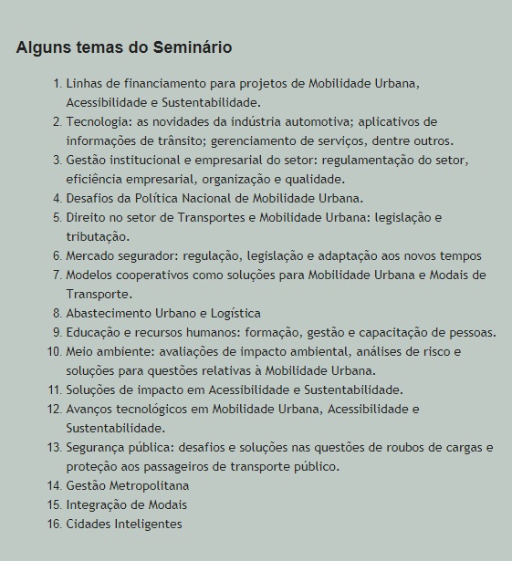 Alguns temas do seminário